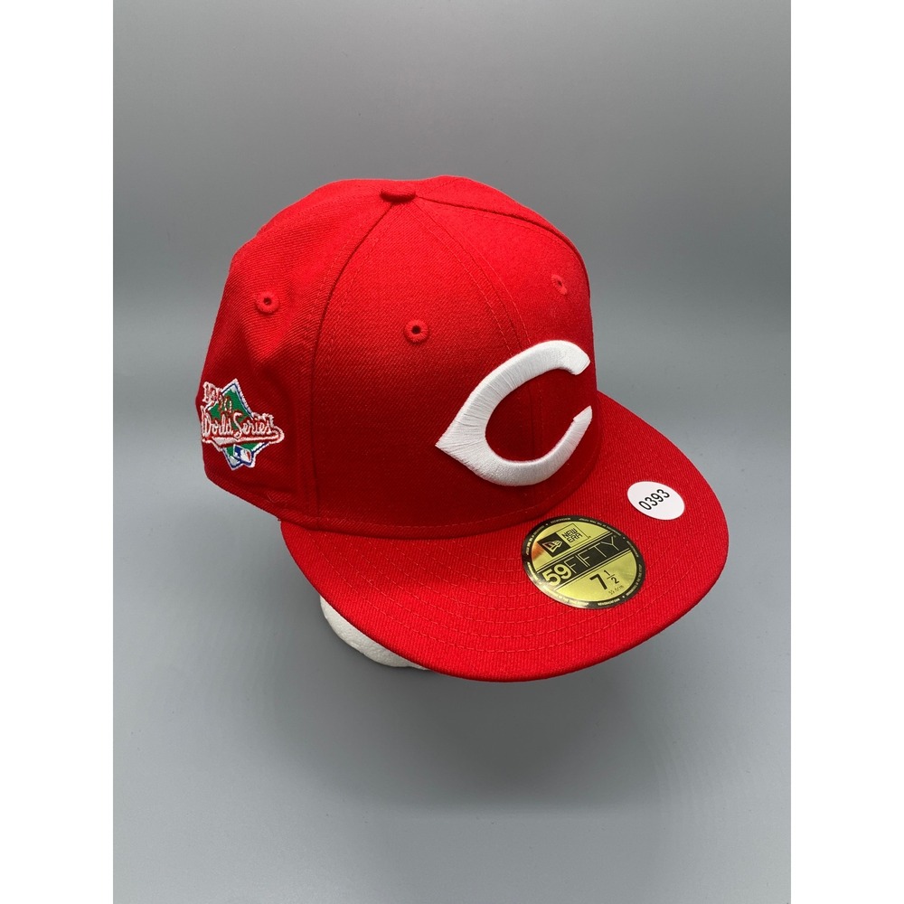 New Era 59FIFTY Cincinnati Reds 1990 World Series Fitted Hat Red Mens Sz 7-1/2